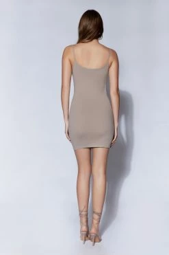 ROM Alexis Mini Ribbed Dress - Taupe