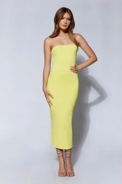 WXI DRESSES Cassidy Strapless Midi Dress - Yellow 12 WXI DRESSES Cassidy Strapless Midi Dress - Yellow