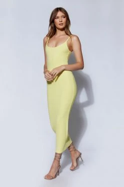 ROM DRESSES Alexis Ribbed Cami Midi Dress - Yellow