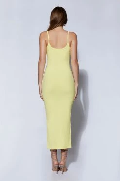ROM DRESSES Alexis Ribbed Cami Midi Dress - Yellow