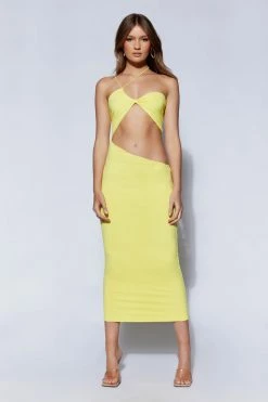 WXI Keira Side Cut Out Midii Dress - Yellow DRESSES