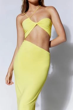 WXI Keira Side Cut Out Midii Dress - Yellow DRESSES 10 WXI Keira Side Cut Out Midii Dress - Yellow DRESSES