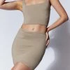 WXI Sara Square Neck Crop Top - Taupe
