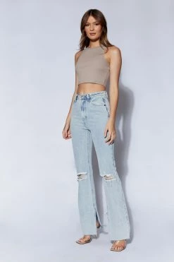 ROM Bryn Cropped Tank Top - Taupe All Tops 9 ROM Bryn Cropped Tank Top - Taupe All Tops