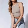 ROM Bryn Cropped Tank Top - Taupe All Tops