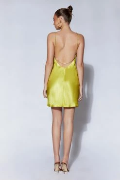 JLW Sofie Mini Rhinestone Strap Dress - Chartreuse DRESSES