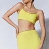 AMC Two Piece Sets Arya Diamante Rope Halter Top - Chartreuse