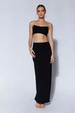 AMC Arya Diamante Rope Halter Top - Black Two Piece Sets