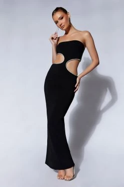 AMC DRESSES Jaden Strapless Cut Out Maxi Dress - Black