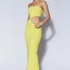 AMC DRESSES Jaden Strapless Cut Out Maxi Dress - Chartreuse