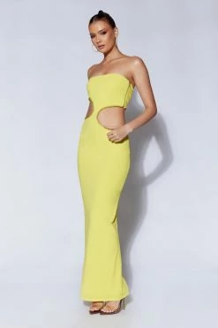 AMC DRESSES Jaden Strapless Cut Out Maxi Dress - Chartreuse