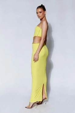 AMC DRESSES Jaden Strapless Cut Out Maxi Dress - Chartreuse