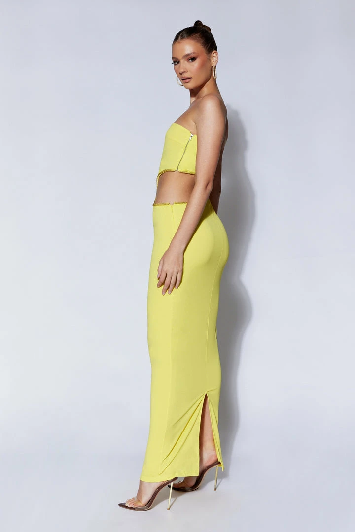 AMC DRESSES Jaden Strapless Cut Out Maxi Dress - Chartreuse 2 AMC DRESSES Jaden Strapless Cut Out Maxi Dress - Chartreuse