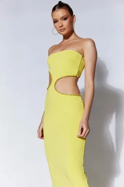 AMC DRESSES Jaden Strapless Cut Out Maxi Dress - Chartreuse 9 AMC DRESSES Jaden Strapless Cut Out Maxi Dress - Chartreuse
