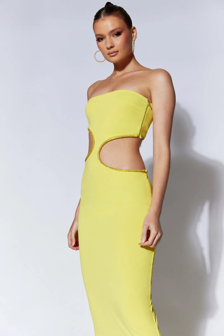 AMC DRESSES Jaden Strapless Cut Out Maxi Dress - Chartreuse 5 AMC DRESSES Jaden Strapless Cut Out Maxi Dress - Chartreuse