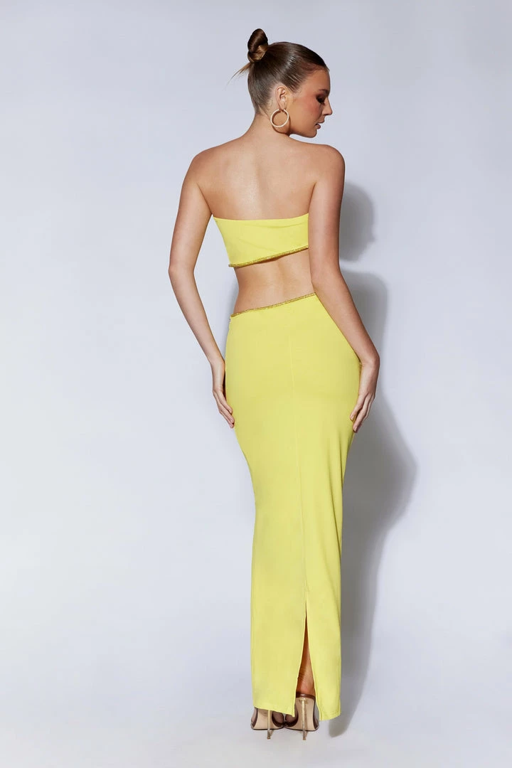 AMC DRESSES Jaden Strapless Cut Out Maxi Dress - Chartreuse 3 AMC DRESSES Jaden Strapless Cut Out Maxi Dress - Chartreuse