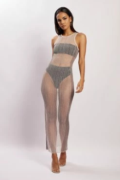 EMS Bethany Distressed Knit Maxi Dress - Grey DRESSES 16 EMS Bethany Distressed Knit Maxi Dress - Grey DRESSES