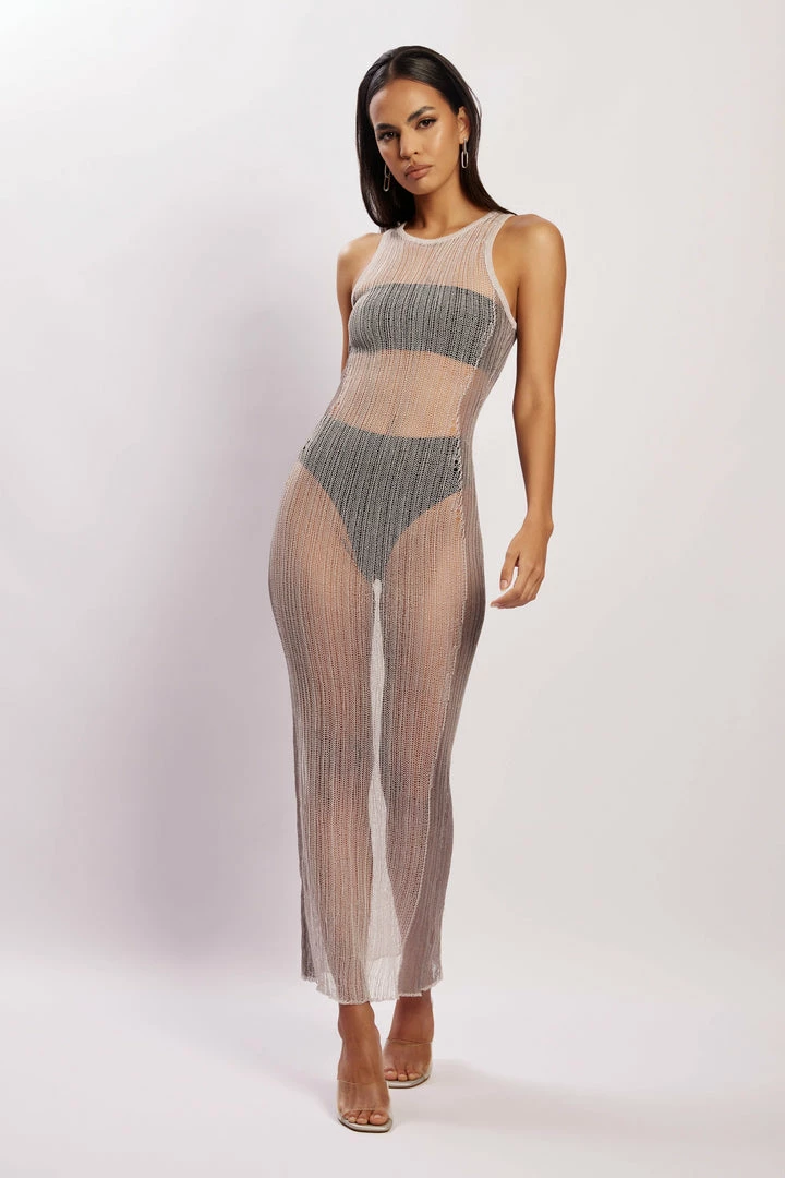 EMS Bethany Distressed Knit Maxi Dress - Grey DRESSES 8 EMS Bethany Distressed Knit Maxi Dress - Grey DRESSES