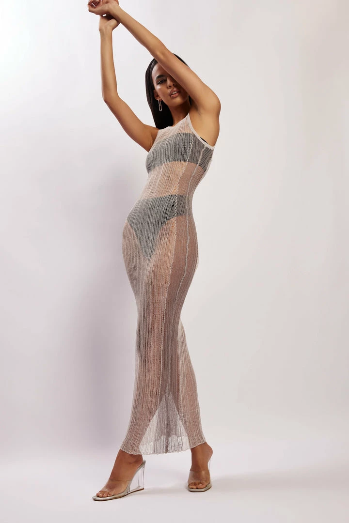 EMS Bethany Distressed Knit Maxi Dress - Grey DRESSES 4 EMS Bethany Distressed Knit Maxi Dress - Grey DRESSES