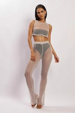 EMS Mandy Knitted Crop Top - Grey Two Piece Sets