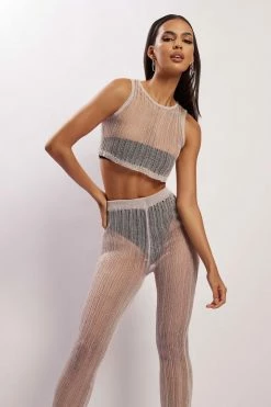 EMS Mandy Knitted Crop Top - Grey Two Piece Sets