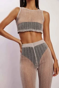 EMS Mandy Knitted Crop Top - Grey Two Piece Sets