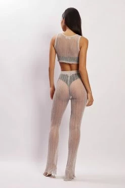 EMS Mandy Knitted Crop Top - Grey Two Piece Sets