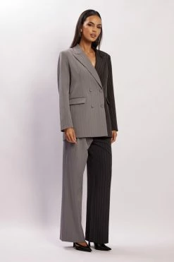 WNT Madison Two Tone Oversized Blazer - Grey Two Tone Two Piece Sets