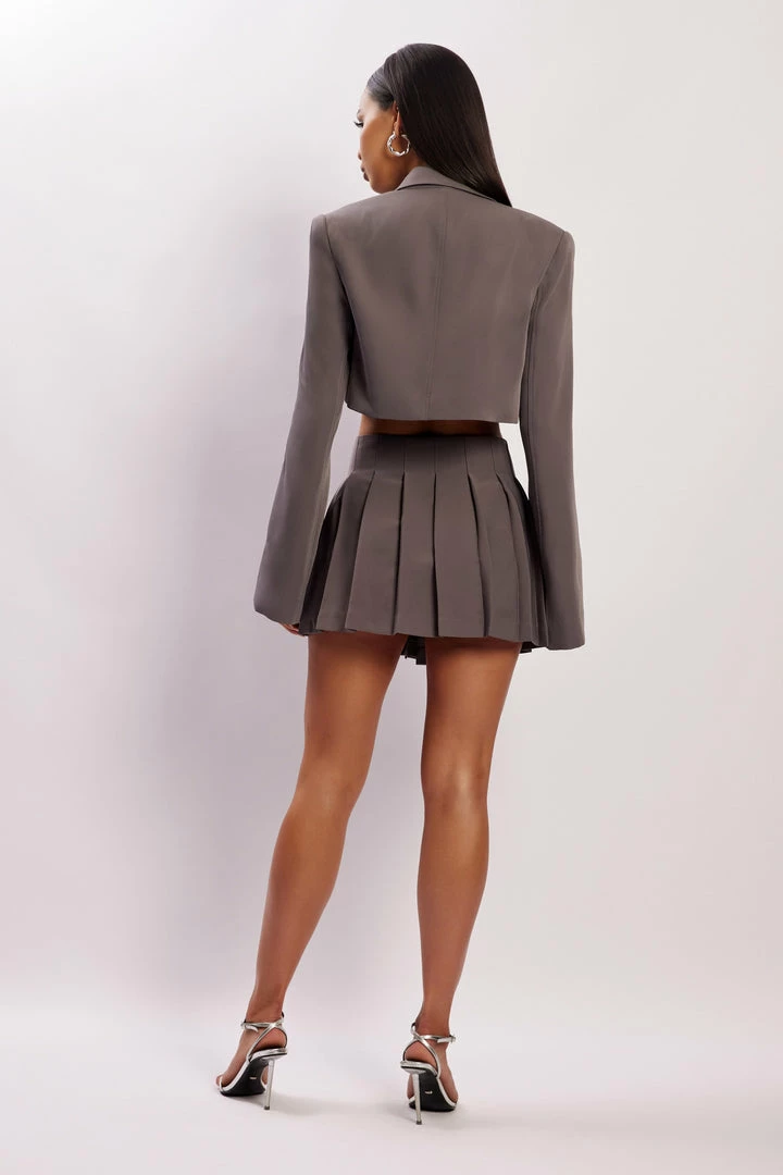 WNT Halle Pleated Wrap Mini Skirt - Charcoal 3 WNT Halle Pleated Wrap Mini Skirt - Charcoal