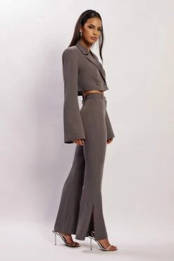 WNT Two Piece Sets Arabella Flared Split Side Pants - Charcoal 10 WNT Two Piece Sets Arabella Flared Split Side Pants - Charcoal