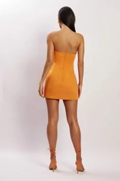WNT DRESSES Maci Crepe Mini Dress - Tangerine