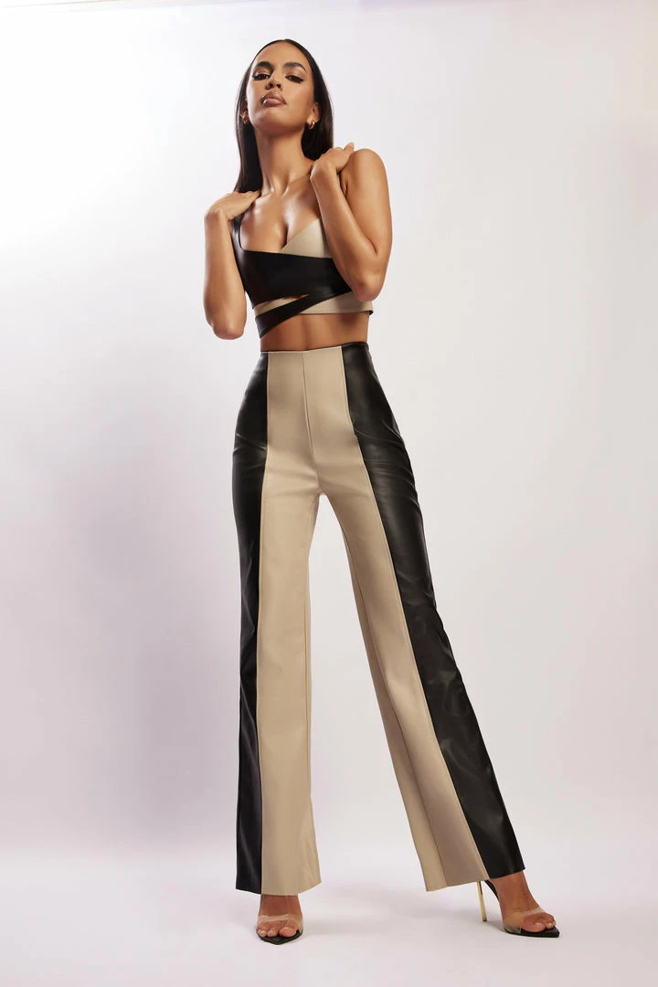 WNT All Bottoms Marley Wide Leg Contrast Pu Pant - Black Two Tone 8 WNT All Bottoms Marley Wide Leg Contrast Pu Pant - Black Two Tone