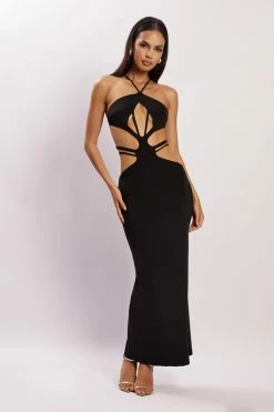 BSD DRESSES Eden Halter Strappy Cutout Maxi Dress - Black 17 BSD DRESSES Eden Halter Strappy Cutout Maxi Dress - Black