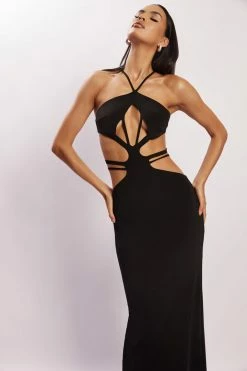 BSD DRESSES Eden Halter Strappy Cutout Maxi Dress - Black 20 BSD DRESSES Eden Halter Strappy Cutout Maxi Dress - Black