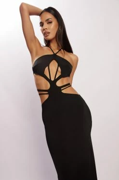 BSD DRESSES Eden Halter Strappy Cutout Maxi Dress - Black 16 BSD DRESSES Eden Halter Strappy Cutout Maxi Dress - Black