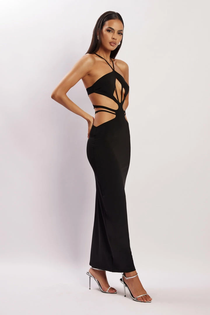 BSD DRESSES Eden Halter Strappy Cutout Maxi Dress - Black 9 BSD DRESSES Eden Halter Strappy Cutout Maxi Dress - Black