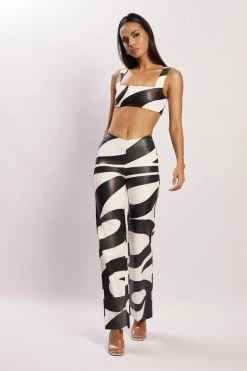 WNT Stevie V Front Print Pu Pant - Swirl Print