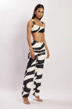 WNT Stevie V Front Print Pu Pant - Swirl Print