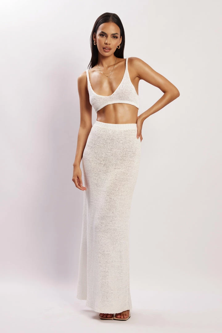 EMS Two Piece Sets Mary Knit Maxi Skirt - White 3 EMS Two Piece Sets Mary Knit Maxi Skirt - White