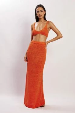 EMS Mary Knit Maxi Skirt - Tangerine Two Piece Sets