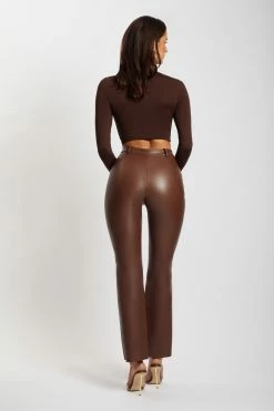ROM Skylar Long Sleeve O-Ring Crop Top - Chocolate Two Piece Sets