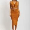 ROM Samara Tortoise Shell Ring Midi Skirt - Burnt Orange