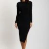 SOP Kimberly Long Sleeve Knitted Midi Dress - Black