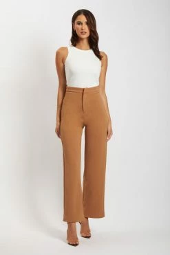 ROM Sofia Straight Leg Pants - Tan