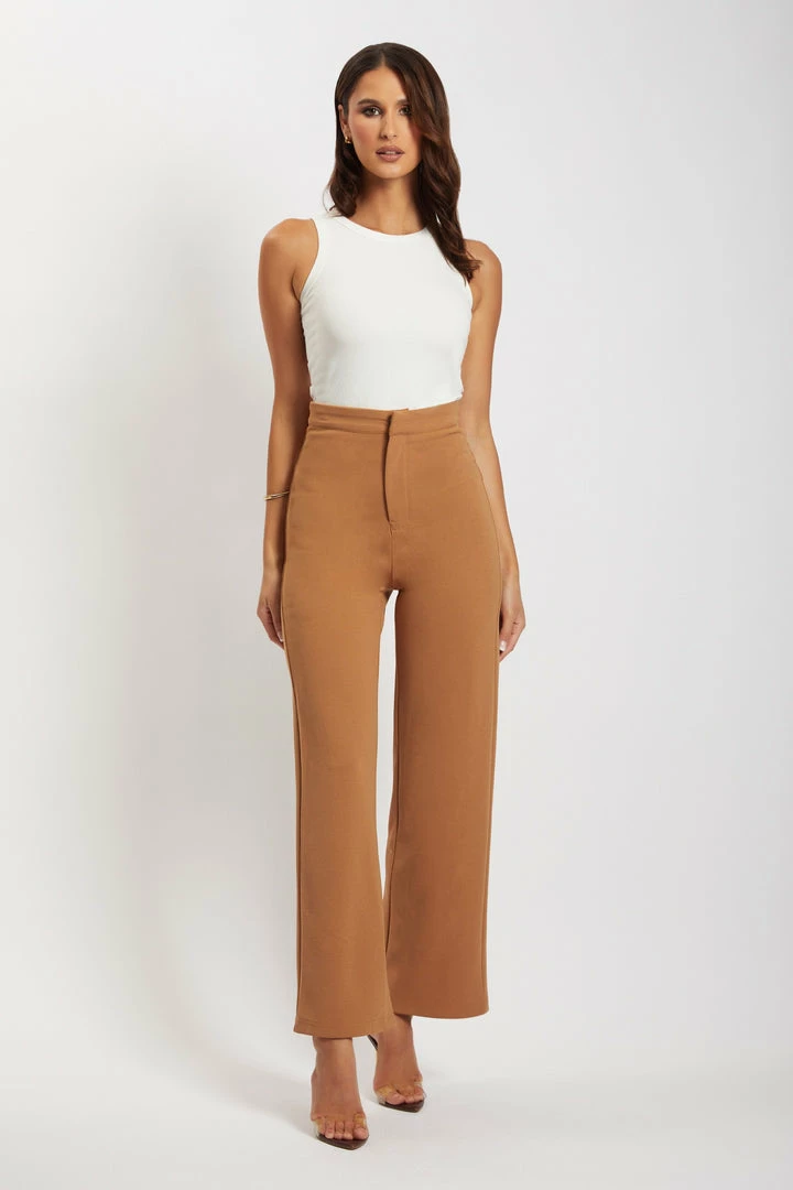 ROM Sofia Straight Leg Pants - Tan 1 ROM Sofia Straight Leg Pants - Tan