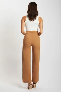 ROM Sofia Straight Leg Pants - Tan