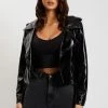 WNT Isobel Patent Biker Jacket - Black Coats & Jackets