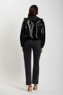 WNT Isobel Patent Biker Jacket - Black Coats & Jackets