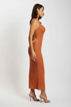 SKY Debra Cowl Neck Crochet Midi Dress - Mango DRESSES