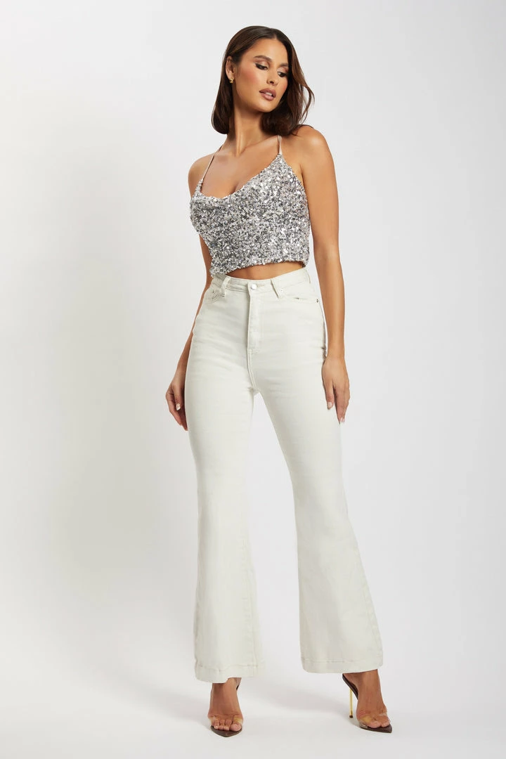 EMS Ebony Flare Full Length Jean - Ecru All Bottoms 8 EMS Ebony Flare Full Length Jean - Ecru All Bottoms